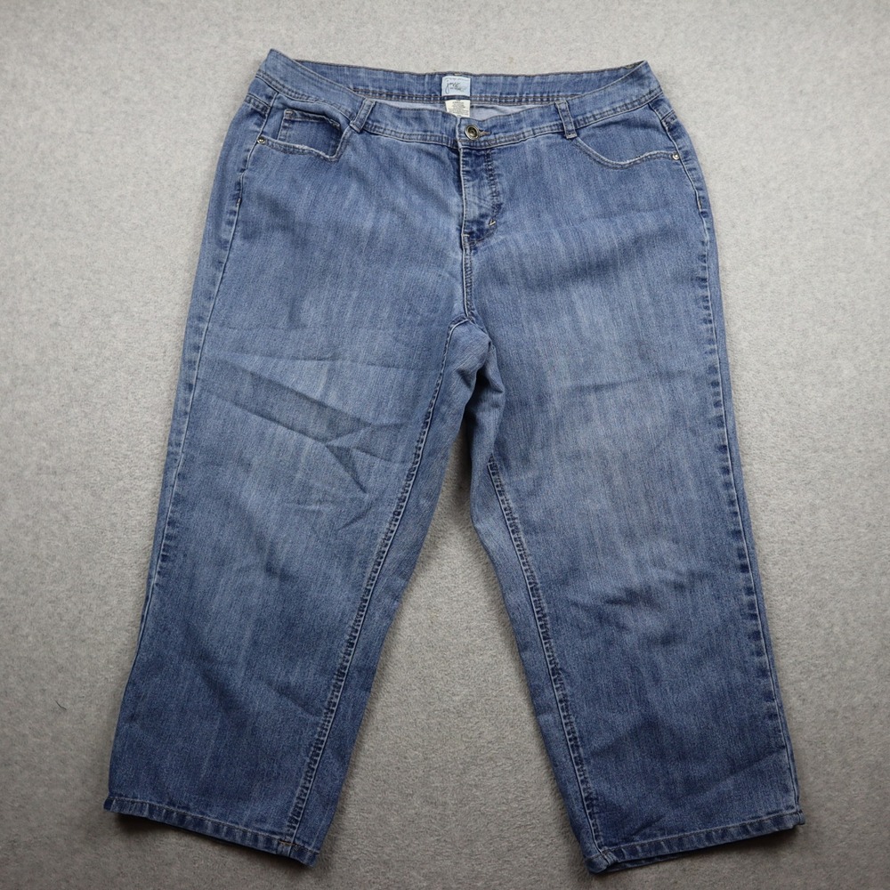 Just My Size Capri Jeans Womens 18W JM0209 Dark Antique Blue Stretch Denim Plus